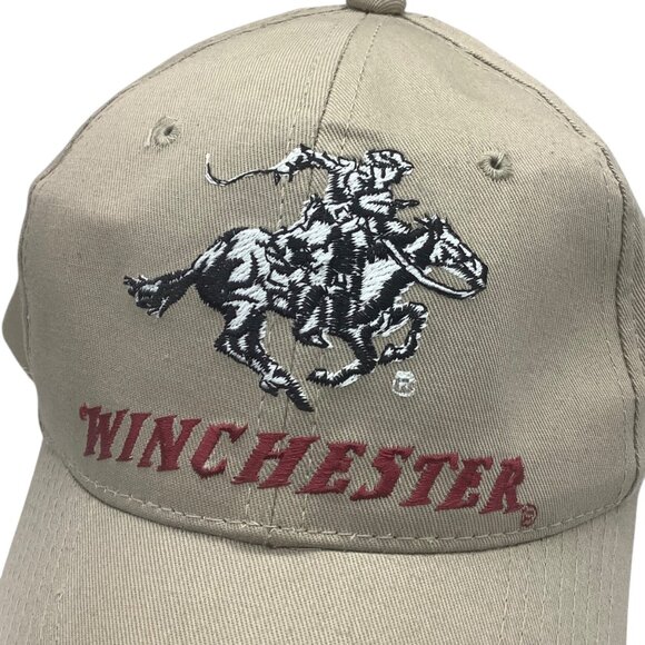 Winchester Beige Adjustable Baseball Cap Embroidered Logo Outdoor Cap OS Horse - Picture 2 of 5